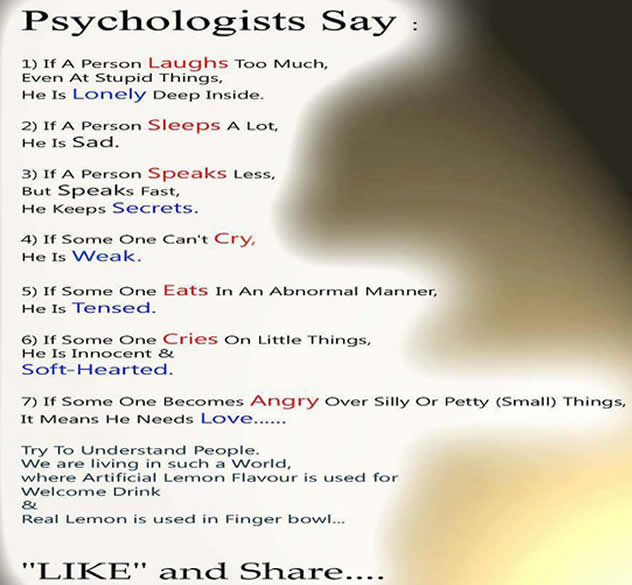lesson in Psychology;Psychologists says about love,anger,fear,sad,laugh